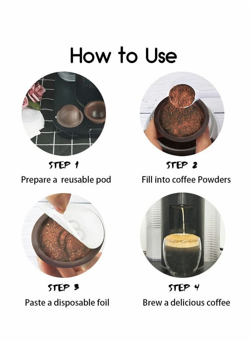 Coffee Pods Seal Lids, Reusable Aluminum Foil Sticker Seals Lids Compatible with Nespresso Vertuoline Capsules (50pcs)
