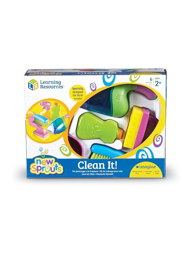 Learning Resources New Sprouts Clean It! Set (6-Piece, Cleaning Tools, Multi-Color, Ages 2+) - Image 3