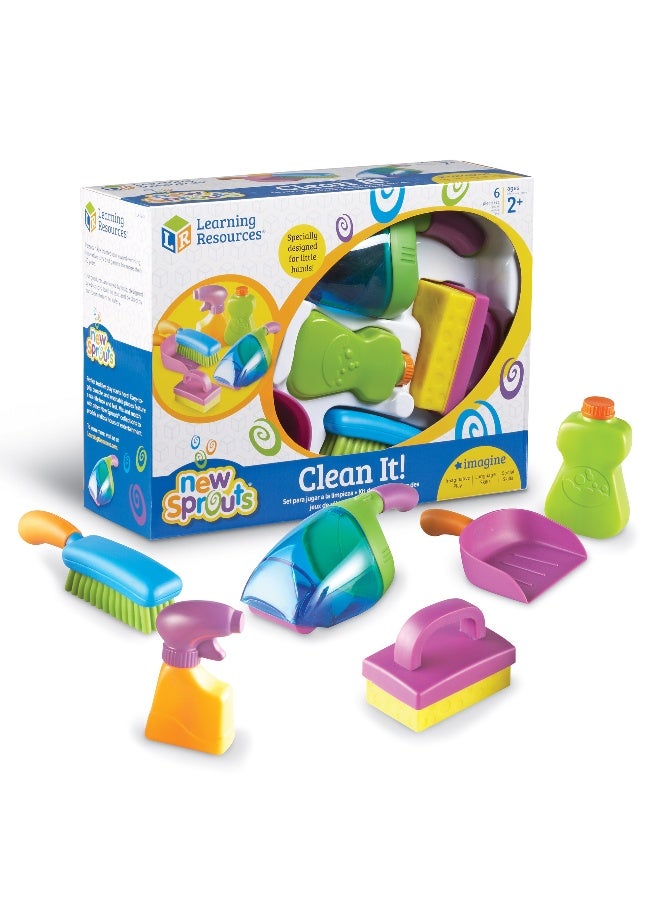 Learning Resources New Sprouts Clean It! Set (6-Piece, Cleaning Tools, Multi-Color, Ages 2+) - Image 1