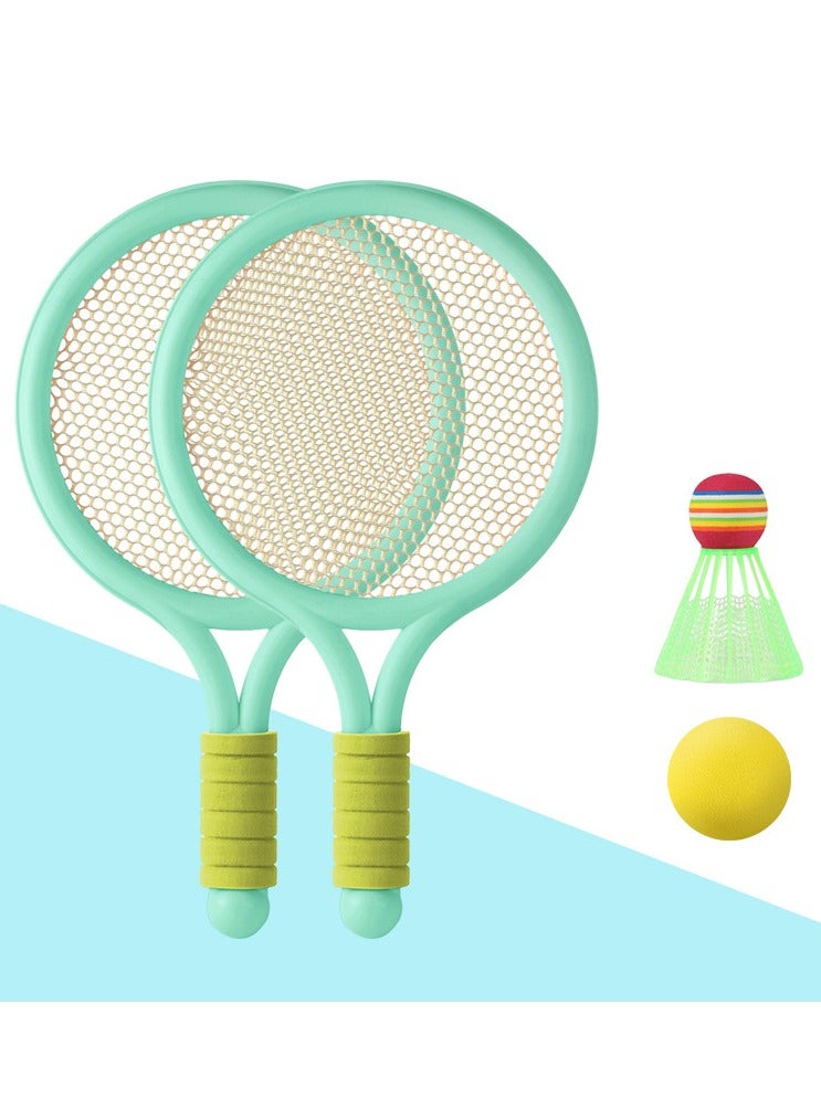 مضربان أطفال مع ريشة طائر وكرة تنس - مجموعة استكشاف رياضية ٢ في ١ للأولاد والبنات، لعبة داخلية وخارجية - Image 1