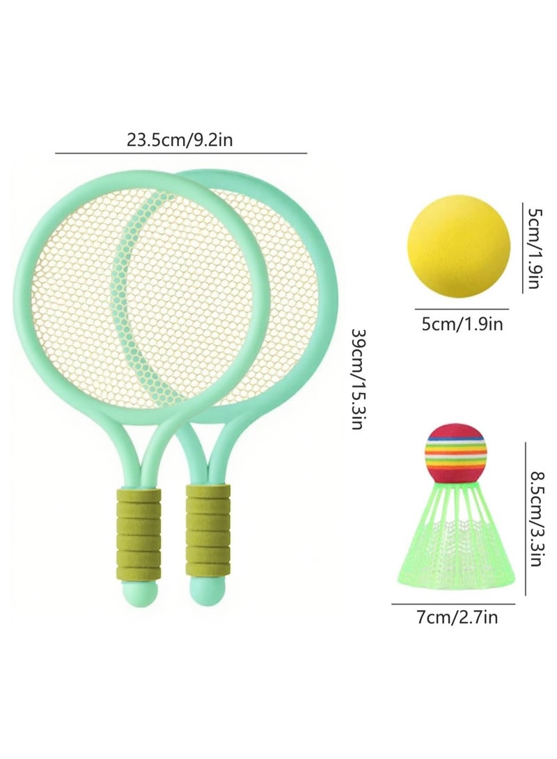 مضربان أطفال مع ريشة طائر وكرة تنس - مجموعة استكشاف رياضية ٢ في ١ للأولاد والبنات، لعبة داخلية وخارجية - Image 2