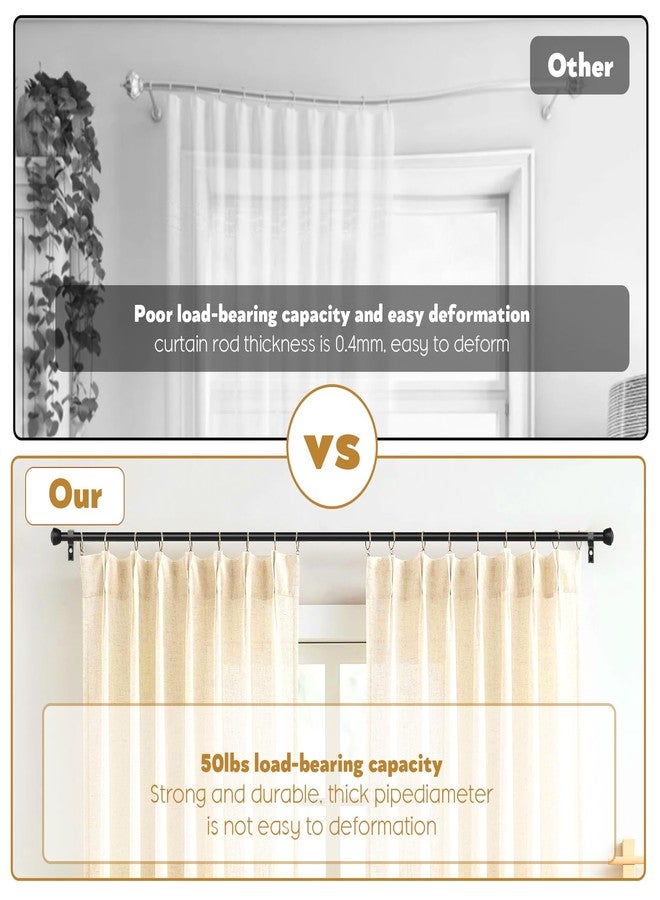 MERJULAN 1 Inch Black Curtain Rods for Windows 28-48 Inches - Heavy Duty Drapery Rods with Adjustable Rods and Ball Finials - Ideal Room Divider and Outdoor Rod,32"-48" - Image 3