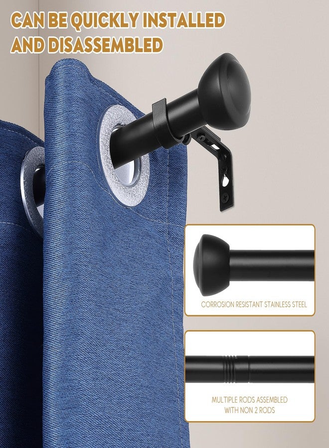 MERJULAN 1 Inch Black Curtain Rods for Windows 28-48 Inches - Heavy Duty Drapery Rods with Adjustable Rods and Ball Finials - Ideal Room Divider and Outdoor Rod,32"-48" - Image 2