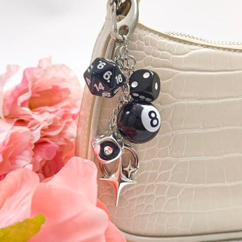 8 Ball Keychain - Zinc Alloy Polished Resin - Quick Swap Carabiner Clip - Gothic Dice Keychain - Durable Yet Lightweight Bag Charm Attachment for Alternative Fashion and Everyday Use - Image 5