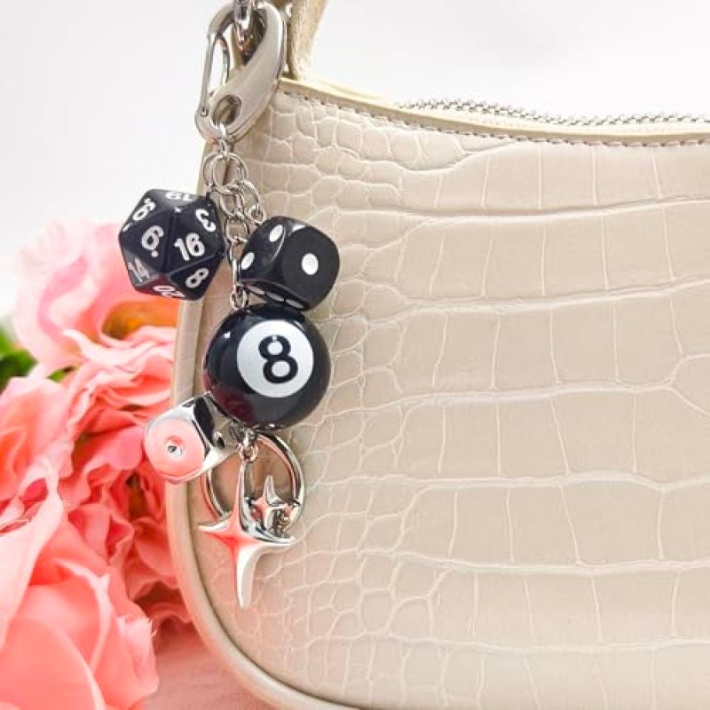 8 Ball Keychain - Zinc Alloy Polished Resin - Quick Swap Carabiner Clip - Gothic Dice Keychain - Durable Yet Lightweight Bag Charm Attachment for Alternative Fashion and Everyday Use - Image 4
