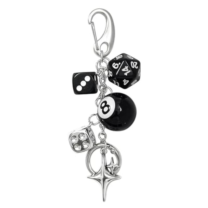 8 Ball Keychain - Zinc Alloy Polished Resin - Quick Swap Carabiner Clip - Gothic Dice Keychain - Durable Yet Lightweight Bag Charm Attachment for Alternative Fashion and Everyday Use - Image 1