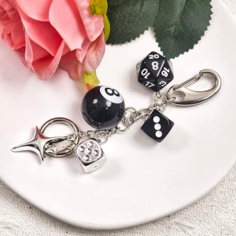 8 Ball Keychain - Zinc Alloy Polished Resin - Quick Swap Carabiner Clip - Gothic Dice Keychain - Durable Yet Lightweight Bag Charm Attachment for Alternative Fashion and Everyday Use - Image 3