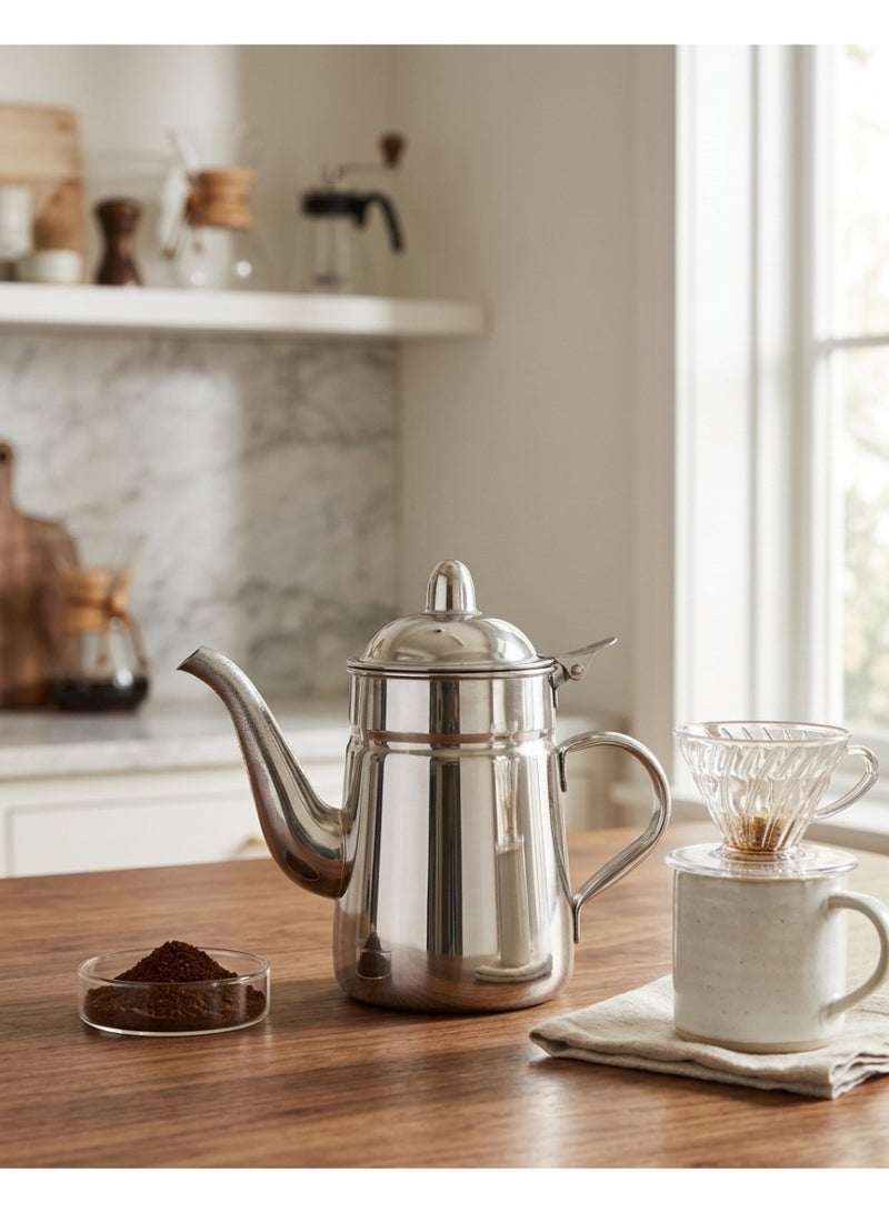 Bister Indian Stainless Steel Coffee Pot 1.2 Liters Silver Color - Decorative Coffee & Tea Server with Lid, Premium Serveware for Wedding & Home Decor - Image 3