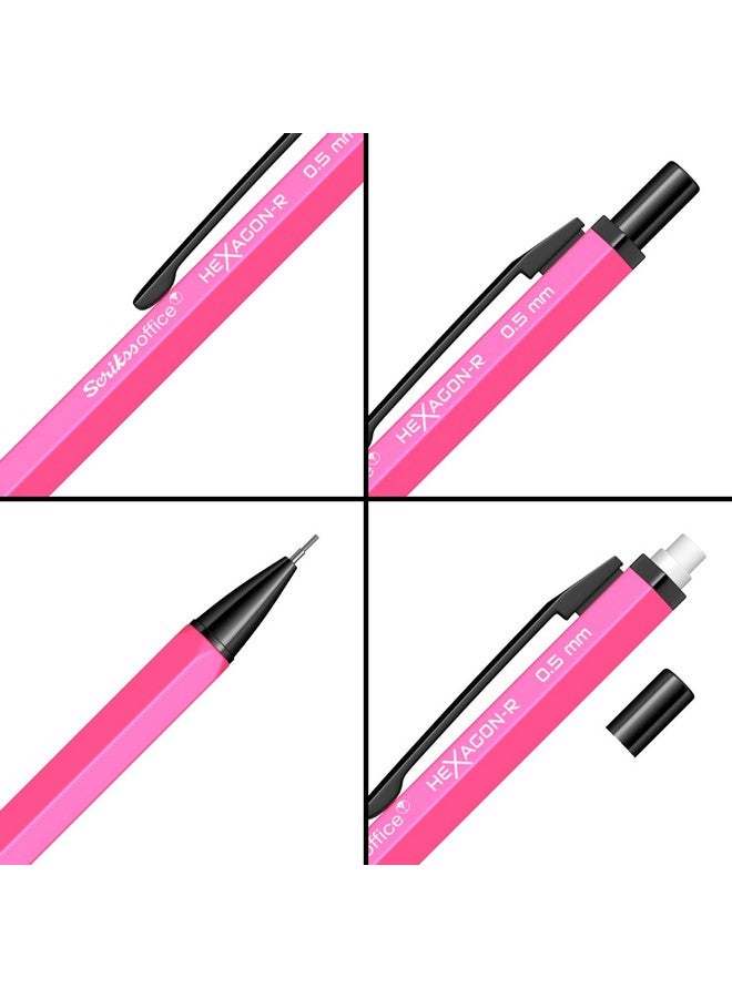 Scrikss 0.5 mm Cute Aesthetic Mechanical Clutch Lead Pen Pencil | for Drafting Sketching Drawing | Pink Penpencil | Hexagon-R - Image 3