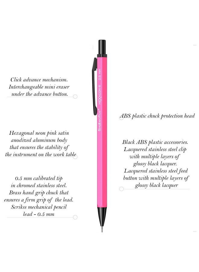 Scrikss 0.5 mm Cute Aesthetic Mechanical Clutch Lead Pen Pencil | for Drafting Sketching Drawing | Pink Penpencil | Hexagon-R - Image 2