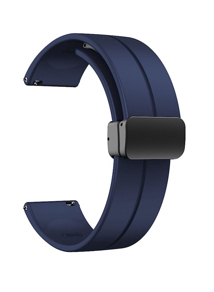 22mm Silicone Strap With Magnetic Folding Buckle For Samsung Galaxy Watch 3 45mm 46 Gear S3 And Huawei GT-2/2E/Pro 46mm - Blue - Image 1