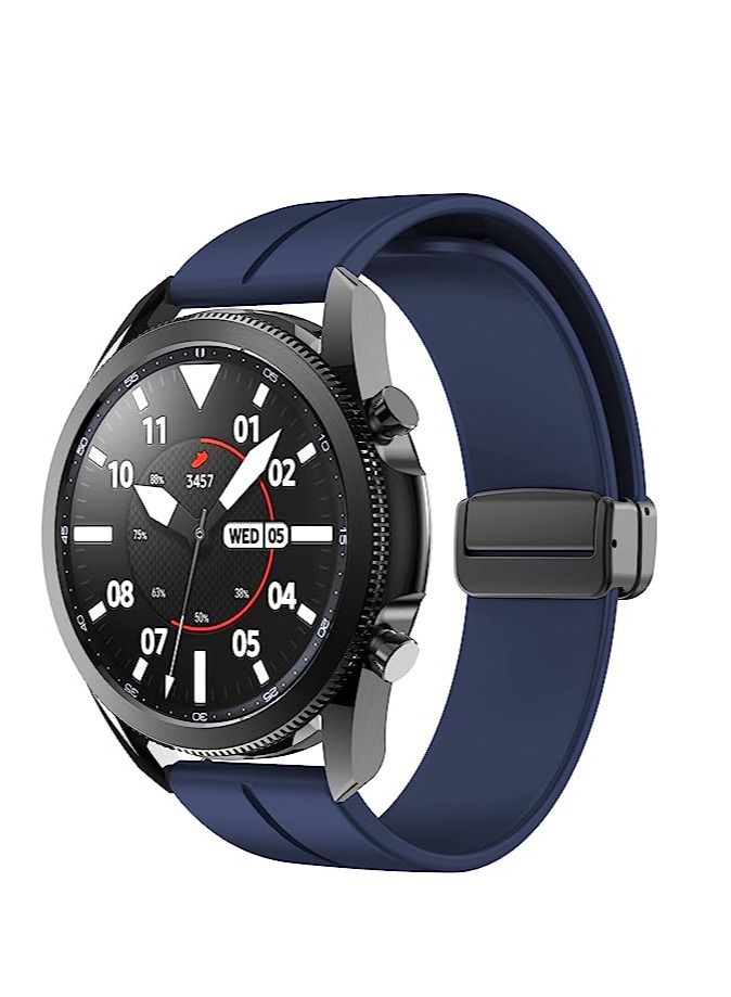22mm Silicone Strap With Magnetic Folding Buckle For Samsung Galaxy Watch 3 45mm 46 Gear S3 And Huawei GT-2/2E/Pro 46mm - Blue - Image 4