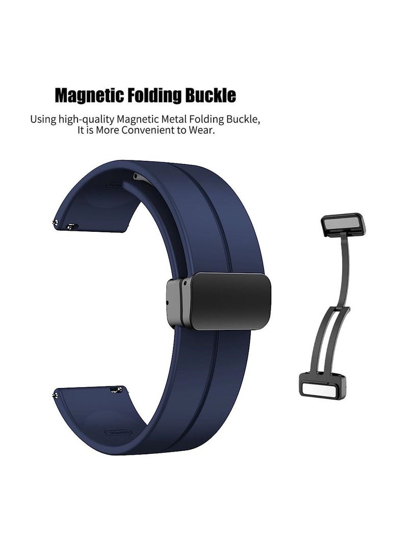 22mm Silicone Strap With Magnetic Folding Buckle For Samsung Galaxy Watch 3 45mm 46 Gear S3 And Huawei GT-2/2E/Pro 46mm - Blue - Image 2