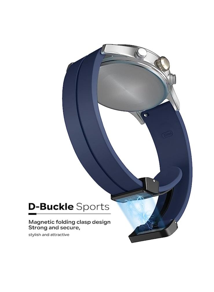 22mm Silicone Strap With Magnetic Folding Buckle For Samsung Galaxy Watch 3 45mm 46 Gear S3 And Huawei GT-2/2E/Pro 46mm - Blue - Image 3