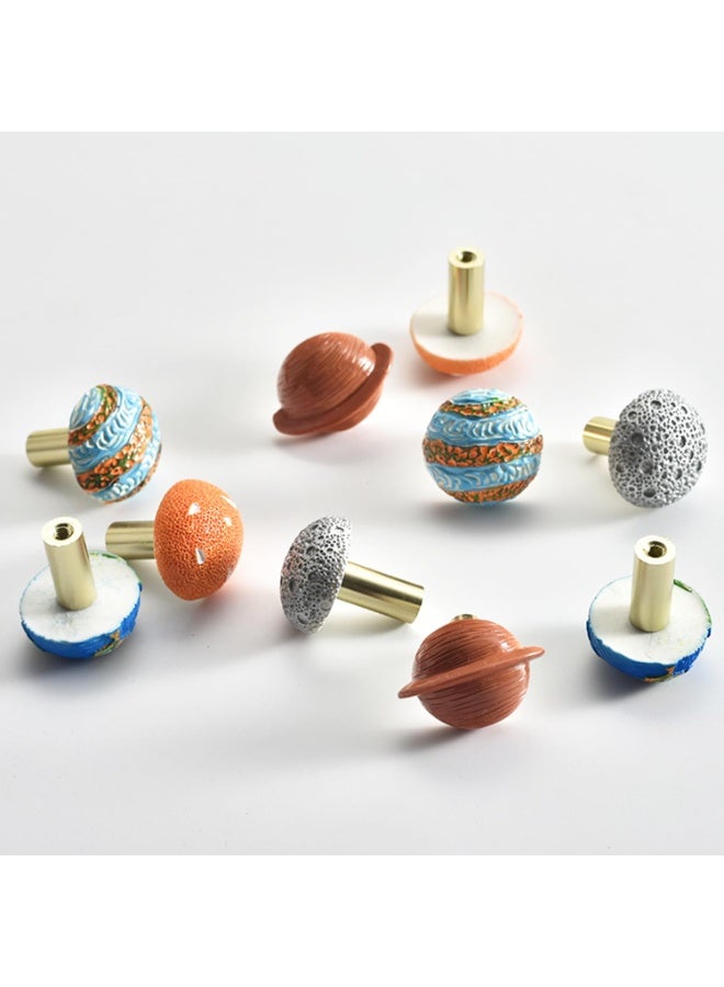 5pcs Creativity Resin Jupiter Planet Kitchen Cabinet Knobs, Single Hole Aluminum Alloy Drawer Handles - Image 5