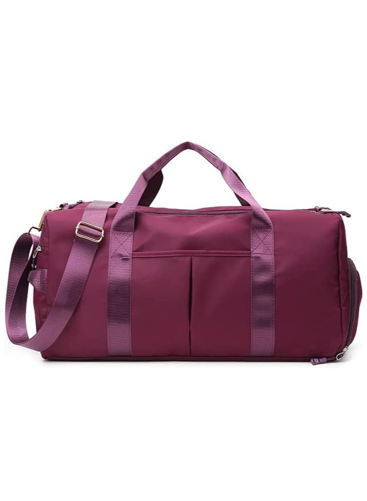 Gym Bag with Shoes Compartment, Sports Bag with Waterproof Pocket for Wet Towels, Travel Duffel Bag for Men and Women by MahMir (Magenta))