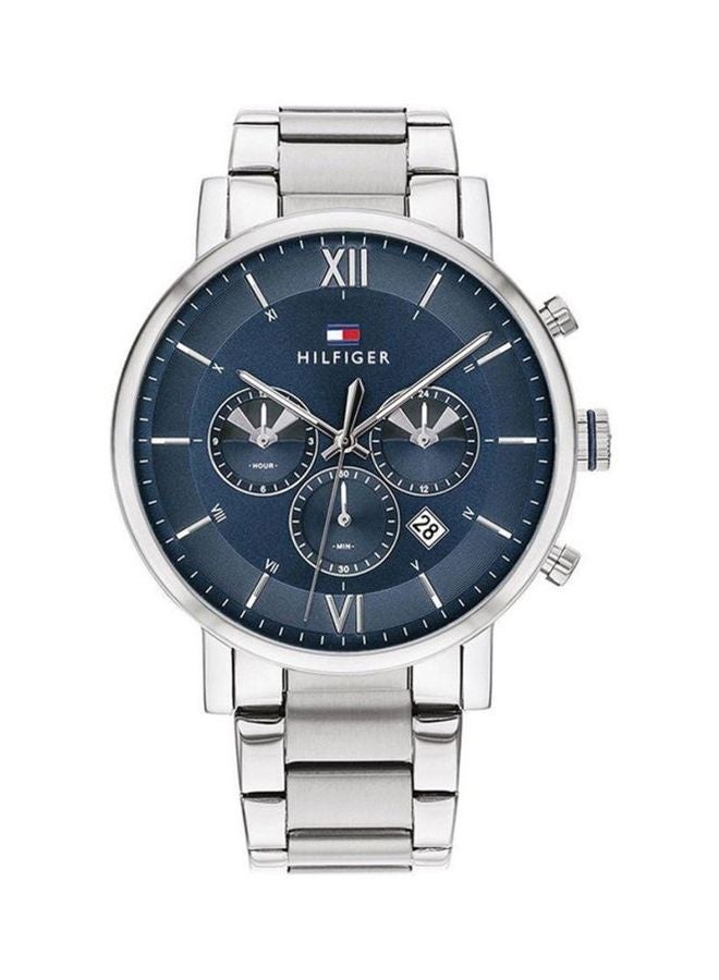 تومي هيلفيغر ساعة رجالي Tommy Hilfiger Evan 1710409 – ميناء أزرق، سوار ستانلس ستيل فضي، حركة كوارتز، مقاومة للماء 50 متر - Image 1
