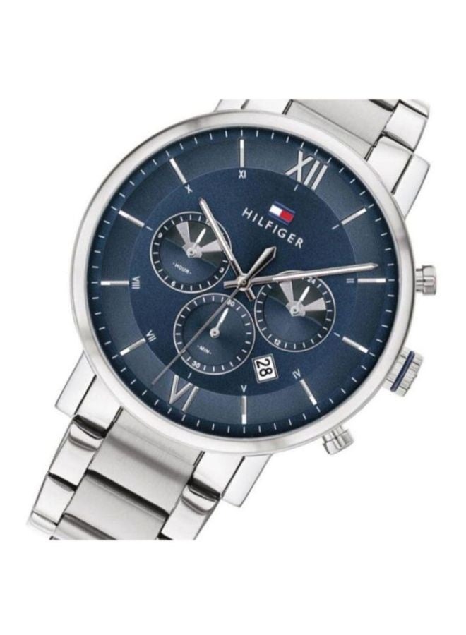 تومي هيلفيغر ساعة رجالي Tommy Hilfiger Evan 1710409 – ميناء أزرق، سوار ستانلس ستيل فضي، حركة كوارتز، مقاومة للماء 50 متر - Image 3
