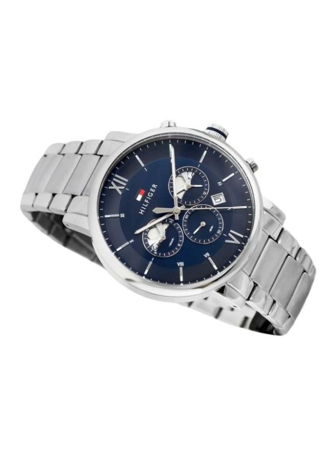 تومي هيلفيغر ساعة رجالي Tommy Hilfiger Evan 1710409 – ميناء أزرق، سوار ستانلس ستيل فضي، حركة كوارتز، مقاومة للماء 50 متر - Image 5