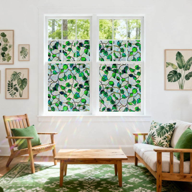SOMWISE Rainbow Window Privacy Film,Heat Control,UV Blocking,Anti-Glare,Day & Night Privacy Protection & Decoration for Home, Bathroom,Glass Door,Static Cling,Renter-Friendly with Installation Tools - Image 2