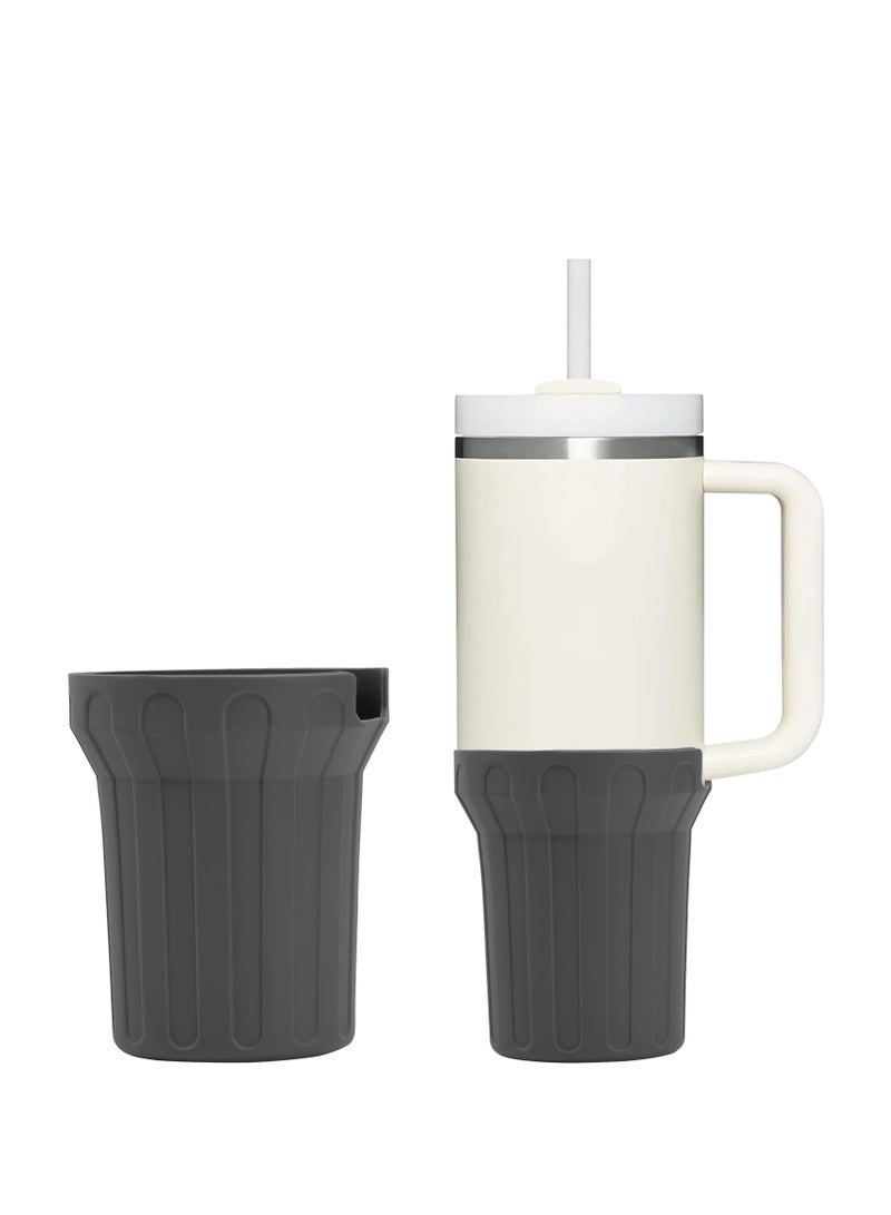 SYOSI Silicone Boot for Stanley Cup 40oz,Beige Boot Sleeve Cover Fit with Stanley H2.0 and Quencher Adventure Tumbler Accessories, Noise Reduction & Impact Protection, Anti-Slip Texture (Grey, 40 oz)  - Image 1