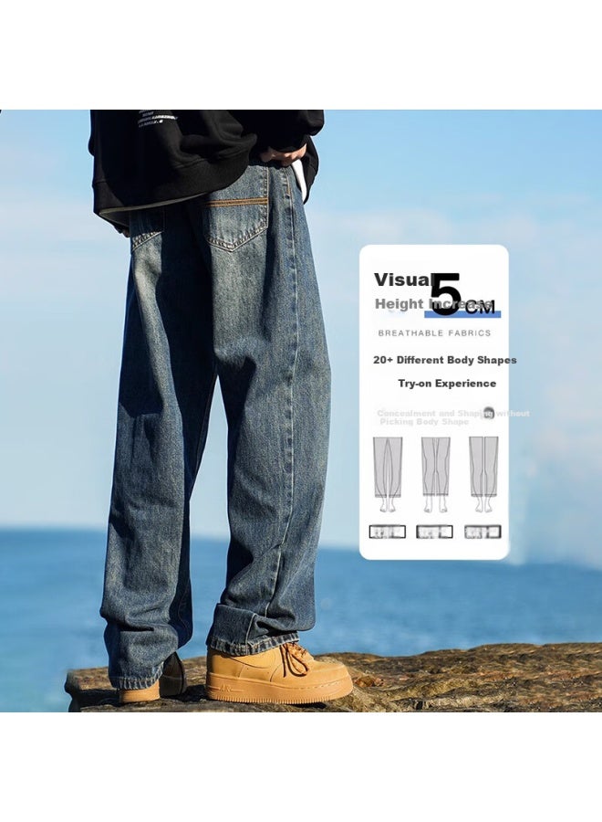 Homlean Street Retro Jeans Men's Spring And Summer Niche Trend American Style All-match Washed Long Pants 05 Black XL - Image 2