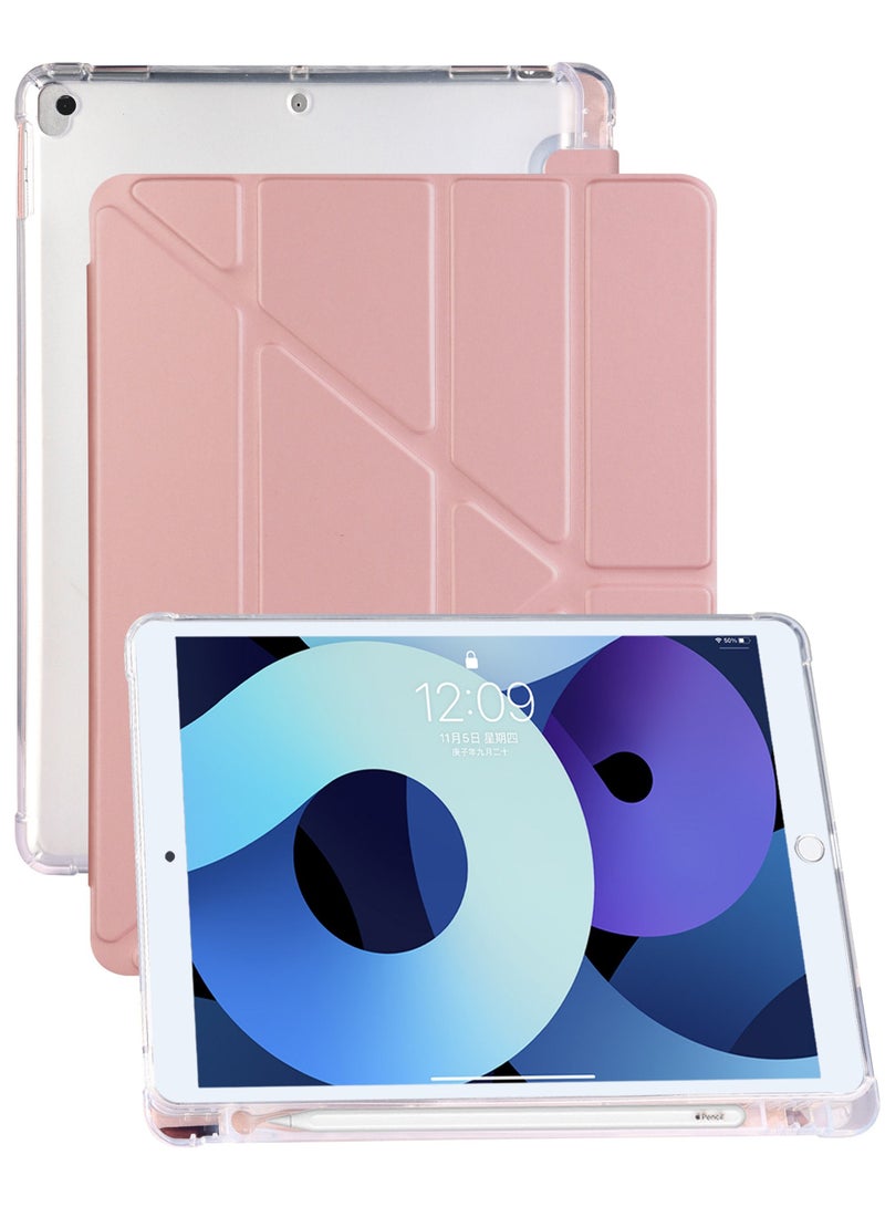 Captaintech Case for iPad 10.2-Inch (9th/8th/7th Generation 2021/2020/2019) with Pencil Holder Clear Transparent Back Shell Slim Stand Shockproof Tablet Cover Auto Wake/Sleep - Image 1