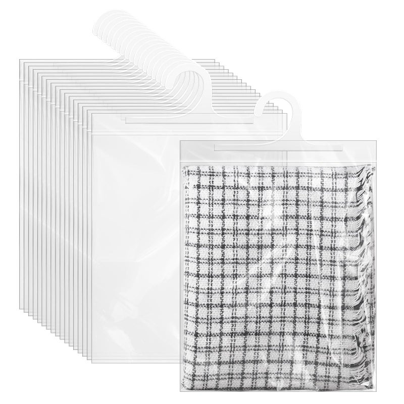 WYOMER 24 Pcs Hanging Storage Bags, Reusable Clear Hanging Bags, Hook Hanging Bags for Classroom, Library, Pharmacy, Armoire, Bathroom(10'' x 12.5'') - Image 1