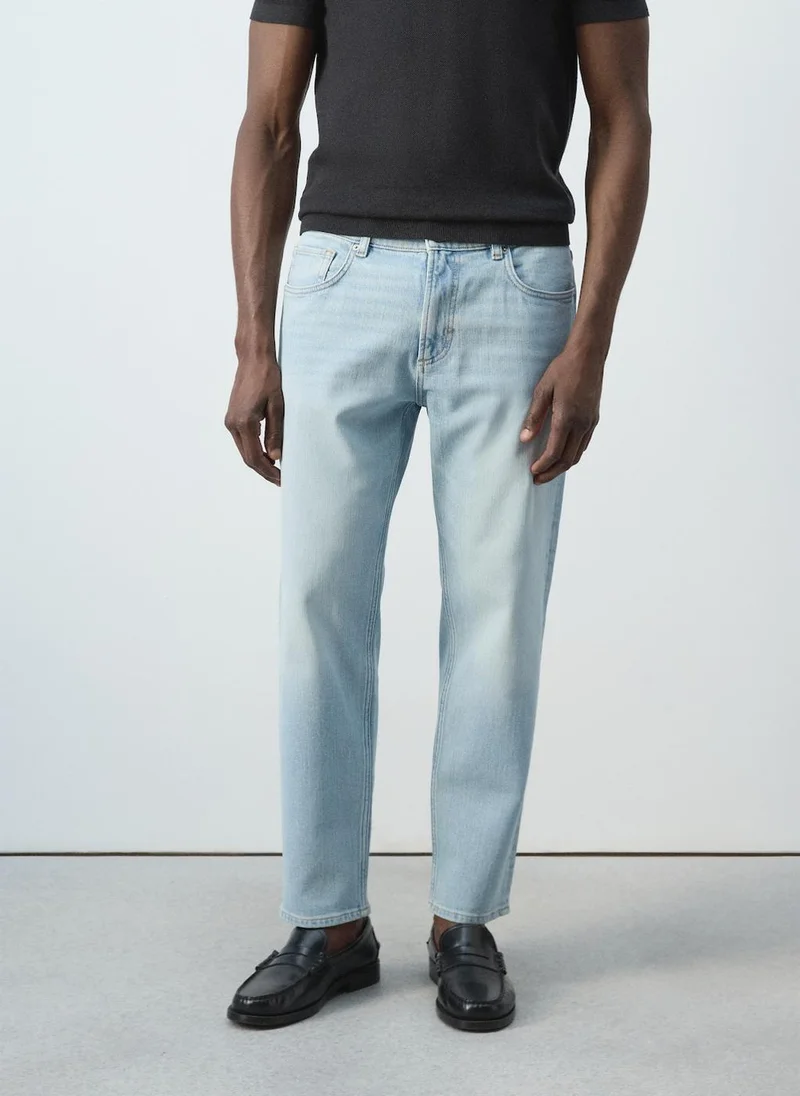 Mango Man Ben Cropped Tapered-Fit Jeans