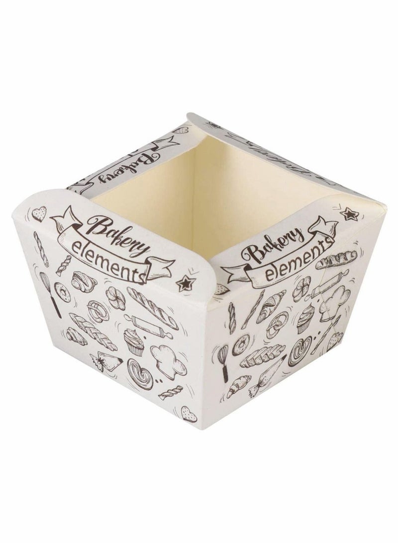 Y&D 100 Pcs Paper Baking Cup Small Square Cake Wrappers Cupcake Liners Desserts Holders Muffin Cases for Weddings Birthdays Baby Shower (White Coffee)  - Image 1