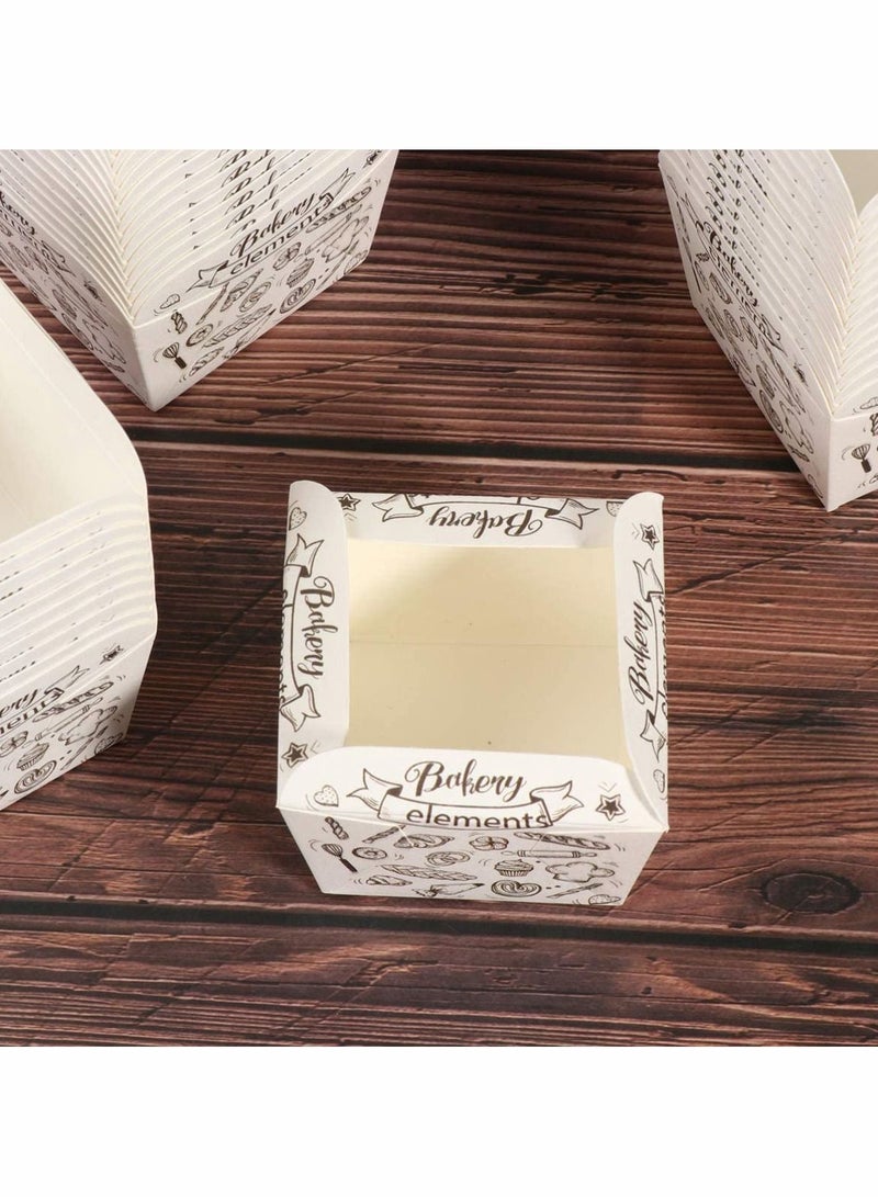 Y&D 100 Pcs Paper Baking Cup Small Square Cake Wrappers Cupcake Liners Desserts Holders Muffin Cases for Weddings Birthdays Baby Shower (White Coffee)  - Image 2