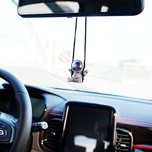 AMIORO Swing Astronaut Shaped Car Pendant Cartoon Car Rear View Mirror Hanging Ornaments (New Blue) - Image 3