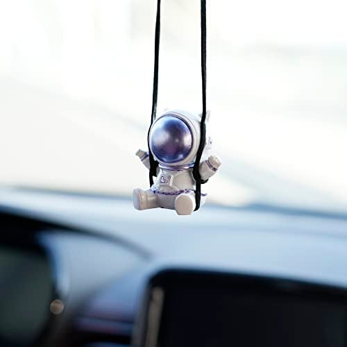 AMIORO Swing Astronaut Shaped Car Pendant Cartoon Car Rear View Mirror Hanging Ornaments (New Blue) - Image 1