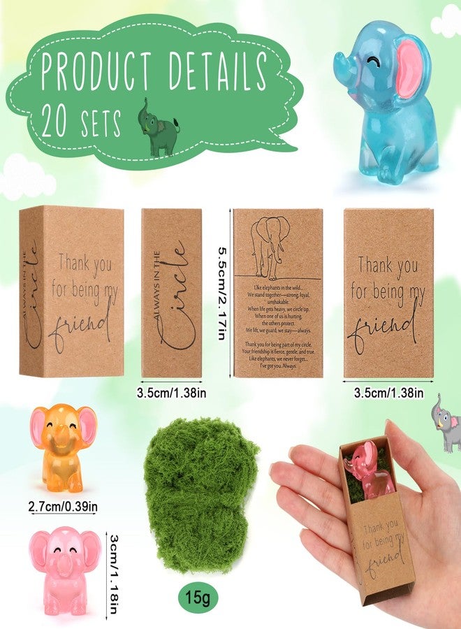 Leinuosen 20 Sets Christmas Elephant Friendship Gifts Bulk Inspirational Luminous Mini Resin Elephant Encouragement Gifts Emotional for Friends Women Sisterhood Bestie Birthday Party Favors - Image 2