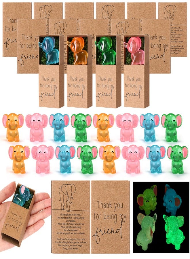Leinuosen 20 Sets Christmas Elephant Friendship Gifts Bulk Inspirational Luminous Mini Resin Elephant Encouragement Gifts Emotional for Friends Women Sisterhood Bestie Birthday Party Favors - Image 1
