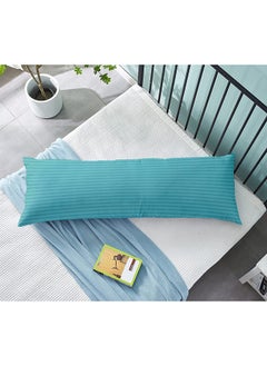 Hotel Linen Klub Krude  Long Body Pillow 1pc, Fabric: 100% Polyester 85 GSM Microfiber 1 cm Stripe Super Soft, Filling: 1300 gm Hollow Fiber Comfort, Breathable & Ultra Soft Size: 45 x 120 cm, Color: Aqua  - Image 1