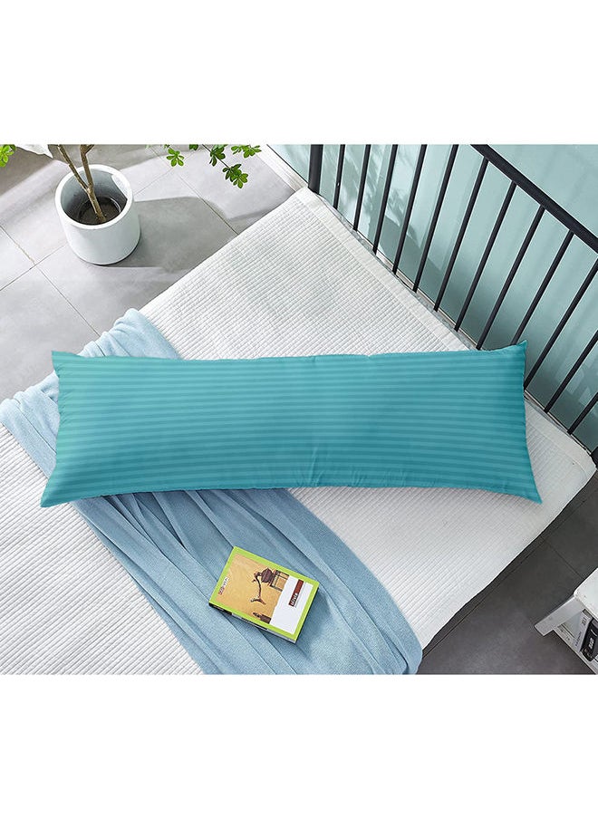 Hotel Linen Klub Krude  Long Body Pillow 1pc, Fabric: 100% Polyester 85 GSM Microfiber 1 cm Stripe Super Soft, Filling: 1300 gm Hollow Fiber Comfort, Breathable & Ultra Soft Size: 45 x 120 cm, Color: Aqua  - Image 1