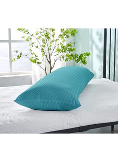 Hotel Linen Klub Krude  Long Body Pillow 1pc, Fabric: 100% Polyester 85 GSM Microfiber 1 cm Stripe Super Soft, Filling: 1300 gm Hollow Fiber Comfort, Breathable & Ultra Soft Size: 45 x 120 cm, Color: Aqua  - Image 2