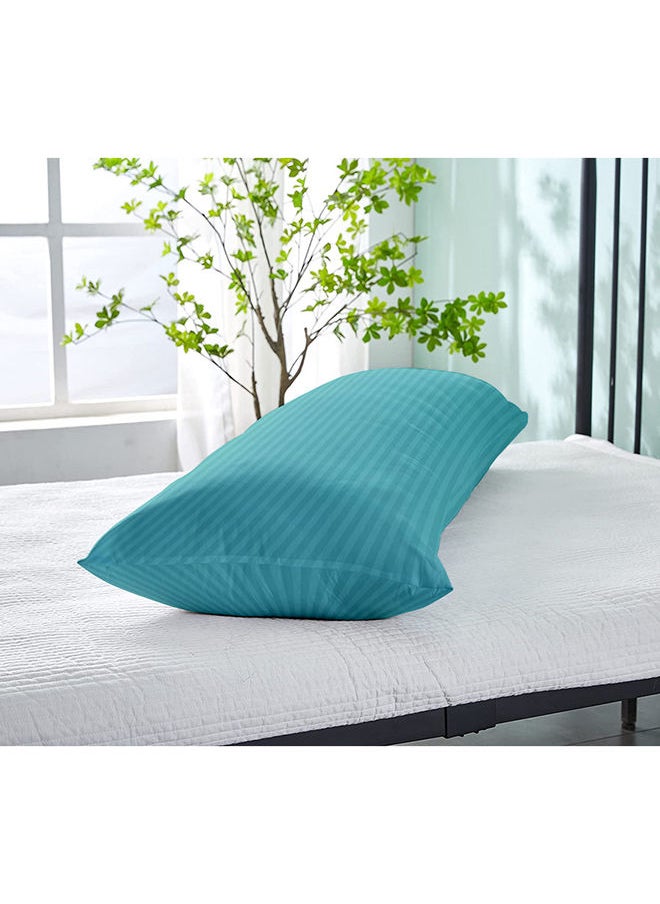 Hotel Linen Klub Krude  Long Body Pillow 1pc, Fabric: 100% Polyester 85 GSM Microfiber 1 cm Stripe Super Soft, Filling: 1300 gm Hollow Fiber Comfort, Breathable & Ultra Soft Size: 45 x 120 cm, Color: Aqua  - Image 2