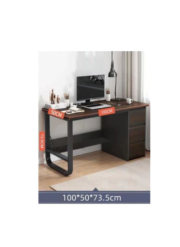 Generic - Computer Desk with 3 Drawer and Storage Shelves, Home Office Desk with File Drawer and Cabinet, Writing Study Table with Long Monitor Stand, Executive Desk（DBL100-Black Oak Color） - Image 1