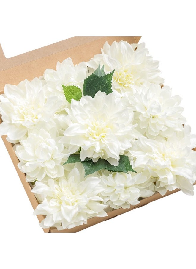 Ling's moment Artificial Flowers 9Pcs Silk Dahlia 5.5"/4.5" Fake Flowers For Diy Wedding Craft Bouquets Centerpieces Arrangements Party Baby Shower Home Decorations (Ivory)  - Image 1