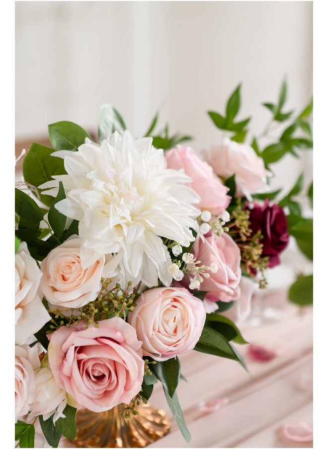 Ling's moment Artificial Flowers 9Pcs Silk Dahlia 5.5"/4.5" Fake Flowers For Diy Wedding Craft Bouquets Centerpieces Arrangements Party Baby Shower Home Decorations (Ivory)  - Image 3