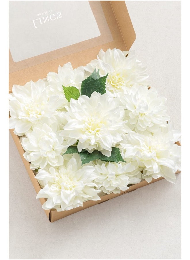 Ling's moment Artificial Flowers 9Pcs Silk Dahlia 5.5"/4.5" Fake Flowers For Diy Wedding Craft Bouquets Centerpieces Arrangements Party Baby Shower Home Decorations (Ivory)  - Image 4