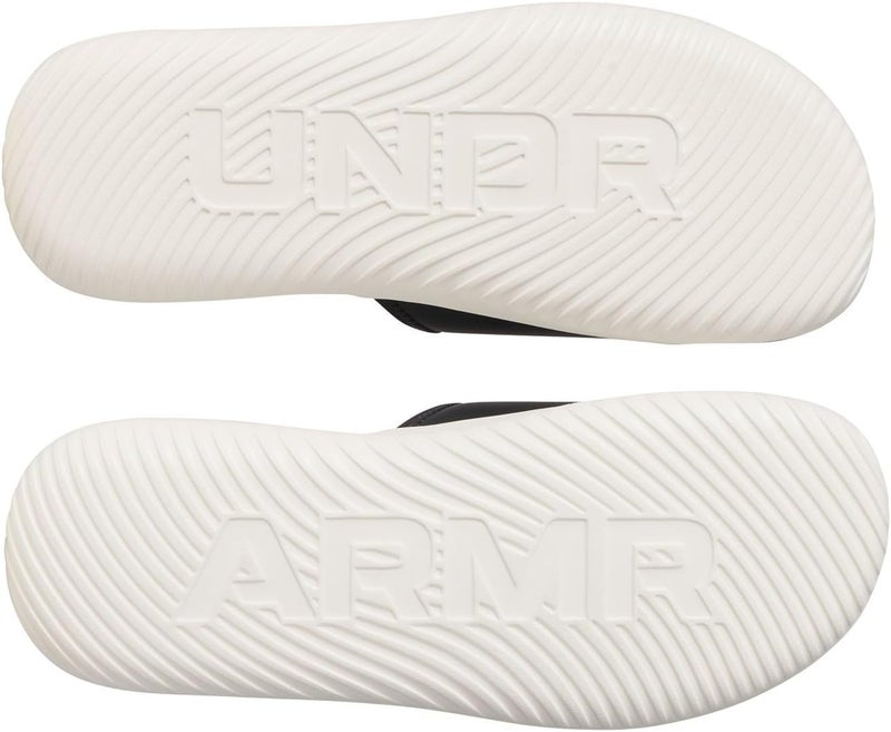 UNDER ARMOUR صندل أندر أرمور للرجال إجنيت برو 8 سلايد - أسود جالاكسي/كواتز أبيض/صدمات برتقالية - Image 3
