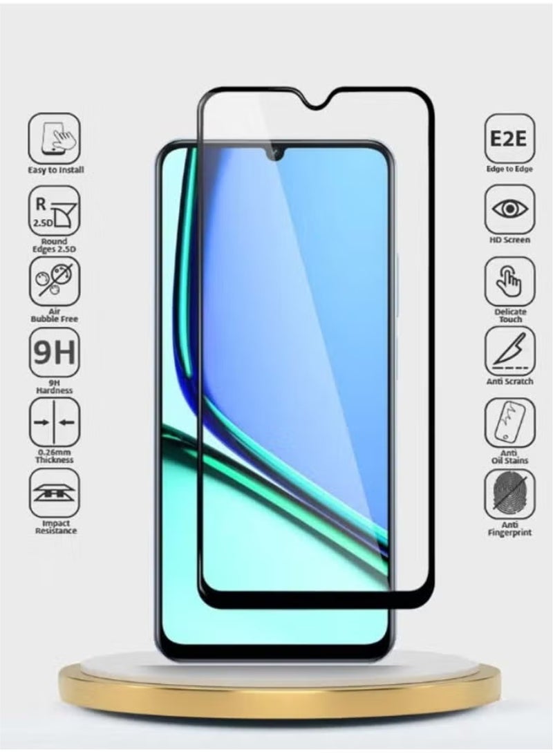 Waldic Realme Note 60 Screen Protector | Tempered Glass Compatible with Realme Note 60 | Screen Protector Full HD Quality Tempered Glass Anti-Scratch Edge to Edge Coverage with Easy Installation Kit - Black  - Image 4
