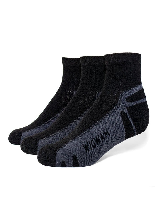 Wigwam Unisex Thunder Quarter 3-Pack, Black, Large