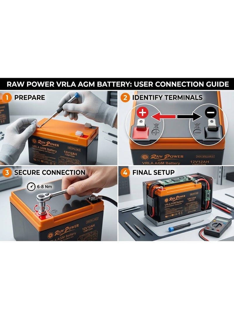 رو باور RawPower VRLA AGM بطارية غير قابلة للانسكاب مصنوعة في فيتنام (12V 12AH) - Image 3