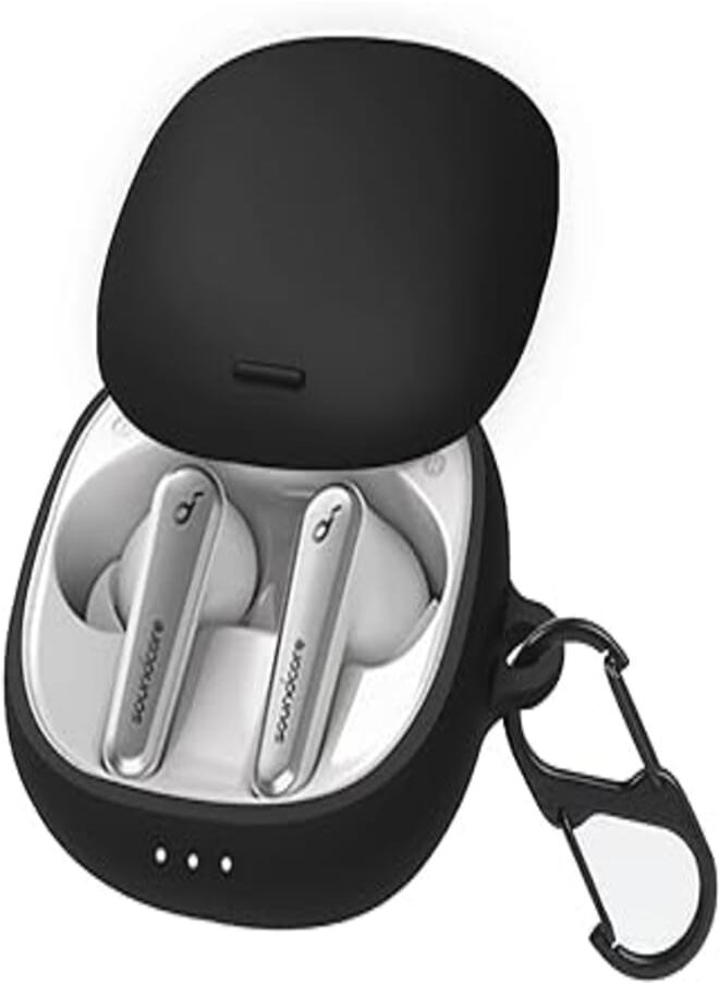 HAOTOP - Haotop Protective Silicone Case Cover Compatible with Anker Soundcore Liberty Air 2 Pro (Black) - Image 1