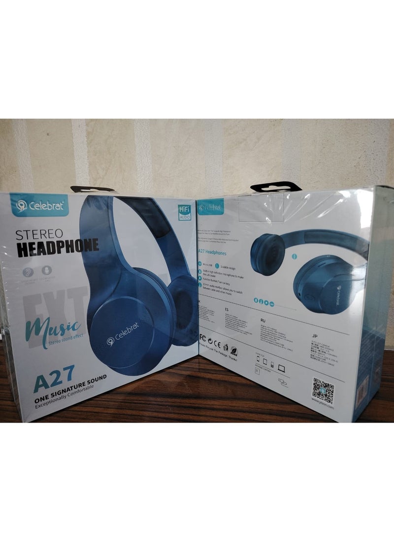 Celebrat A27 Headphone Easy to pair via Bluetooth Battery 200mAh (music and call time 6-8 hours) Can be charged within 2 hours