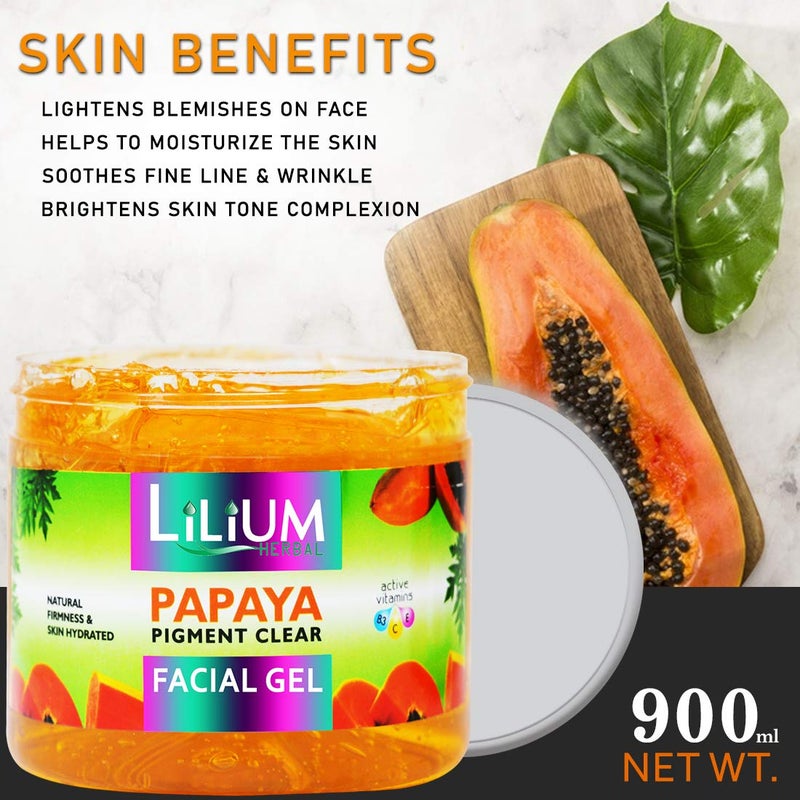 Lilium Papaya Pigment Clear Facial Gel For Soft Smooth Glowing Skin Natural Firmness Skin Hydrated 900GM - Image 2